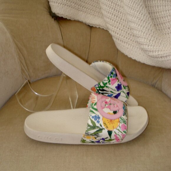 VTG Auth GUCCI x KEN SCOTT Iconic Infinity Jenni GG Floral Sport Pool Slides - Picture 4 of 7